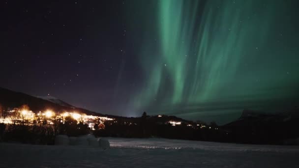 美丽的夜空 星辰闪烁 北极光闪烁 — 图库视频影像