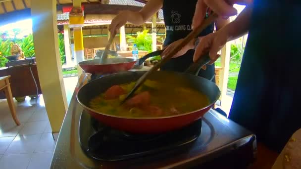 Street Food Footage Making Dish Street Asian Village — Stock Video