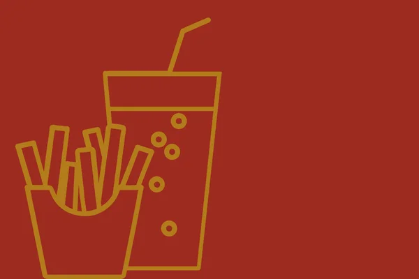 Eine Digitale Illustration Von Pommes Und Einem Getränk Mit Strohhalm — Stockfoto