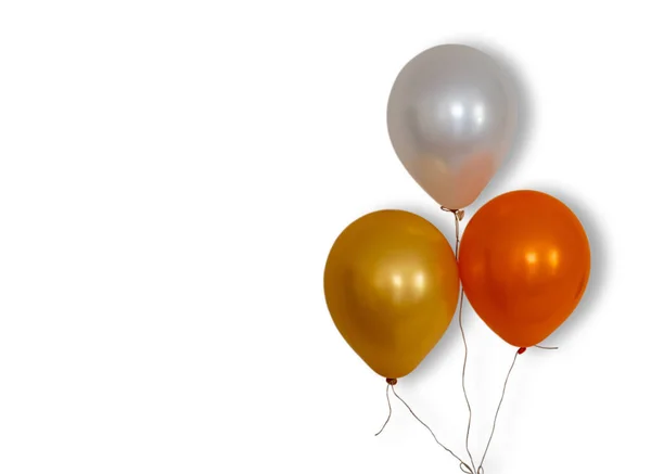 Balões Hélio Realistas Coloridos Isolados Fundo Branco — Fotografia de Stock