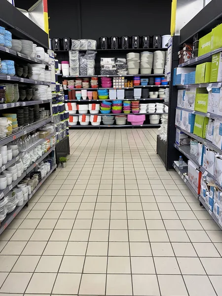 Rabat Morocco Července 2021 Pohled Uličky Plné Různých Produktů Supermarketu — Stock fotografie