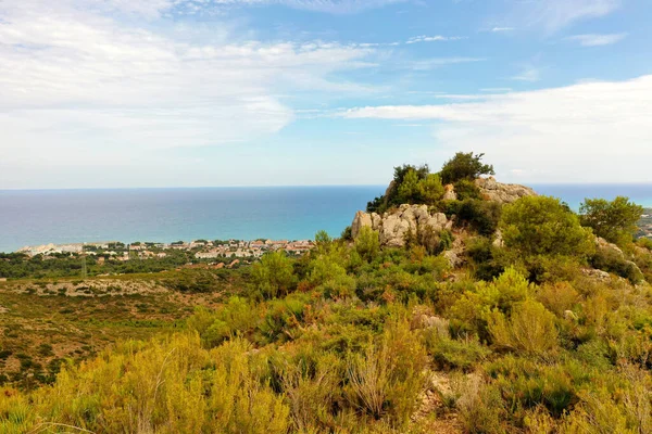 Beautiful Summer Day Costa Del Azahar Spain Vibrant Greenery Blue — Stock Photo, Image