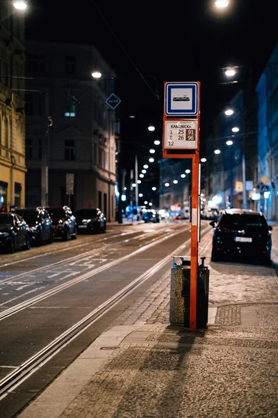 Пустые Улицы Праги Ночью Время Пандемии — стоковое фото
