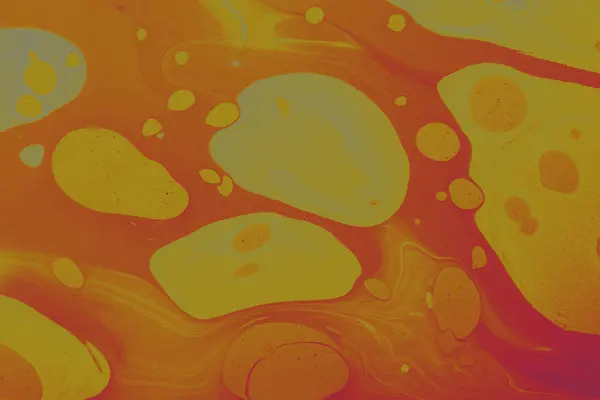 Abstraktní Pozadí Žlutých Bublin Oranžovém Pozadí Kreativní Olejomalba — Stock fotografie