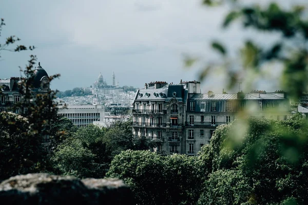 Gli Edifici Fitti Alberi Parigi Francia Basilica Sacre Coeur Montmartre — Foto Stock