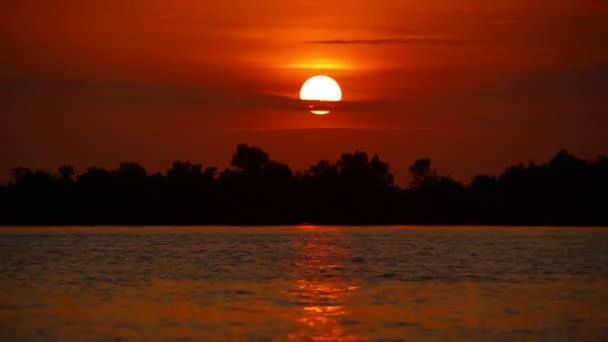 Belas Imagens Pôr Sol Sobre Lago — Vídeo de Stock