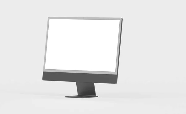 Representación Una Pantalla Ordenador Con Copyspace Aislado Sobre Fondo Blanco — Foto de Stock