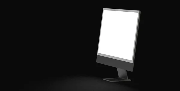 白色屏幕上与黑色背景隔离的带有Coyspace的监视器的三维渲染 — 图库照片