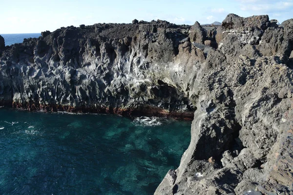 Scenic View Rocky Cliff Coast Los Hervideros Ispain — Stock Photo, Image