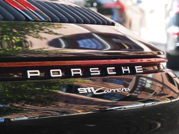 Aug 2021 Closeup Black Porsche 911 Carrera Car — 스톡 사진