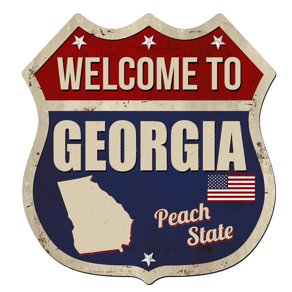 Welcome Georgia Vintage Rusty Metal Sign White Background Vector Illustration — Stock Photo, Image
