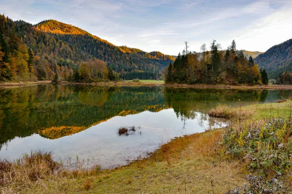 Weitsee Gölü Nde Sonbahar Doğu Chiemgau Alpleri Bavyera Almanya — Stok fotoğraf