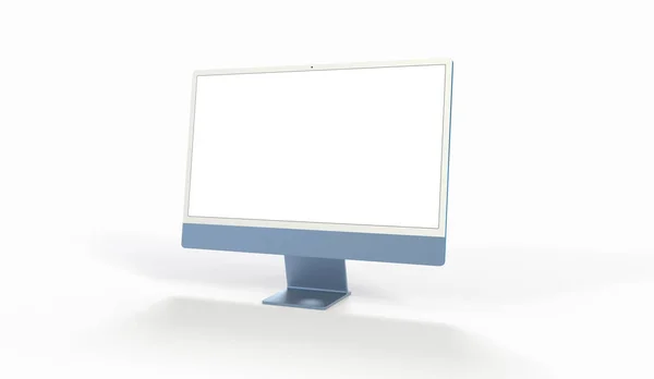 Uma Renderização Monitor Com Coyspace Tela Branca Isolado Fundo Branco — Fotografia de Stock
