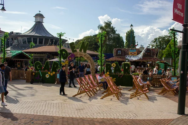 Bournemouth United Kingdom Jul 2021 People Relaxing Sitting Sun Loungers — Stock Photo, Image