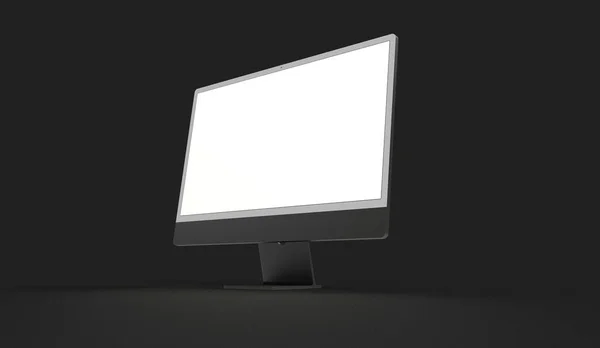 Rendering Monitor Coyspace White Screen Isolated Black Background — Stock Photo, Image