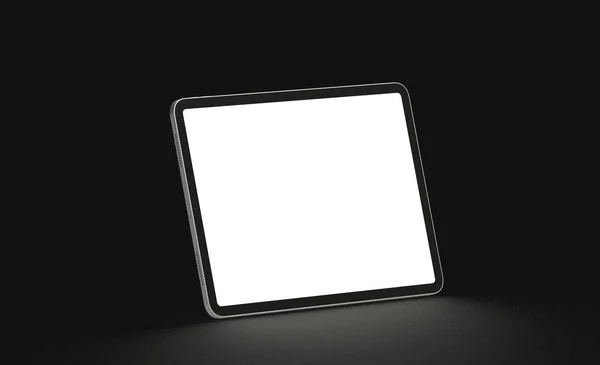 白色屏幕上与黑色背景隔离的笔记本电脑的3D渲染 — 图库照片