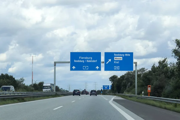 Kiel Alemanha Ago 2021 Vista Carro Que Conduz Auto Estrada — Fotografia de Stock