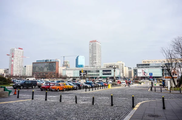 Warsaw Poland Nov 2016 Parkeringsplats Nära Ett Köpcentrum Och Andra — Stockfoto