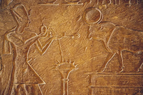 Kairo Ägypten Juni 2021 Eine Altägyptische Steinoberfläche Mit Schnitzereien Eines — Stockfoto