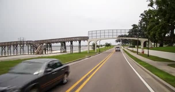 Car Moving Coast Side Road — Stock Video