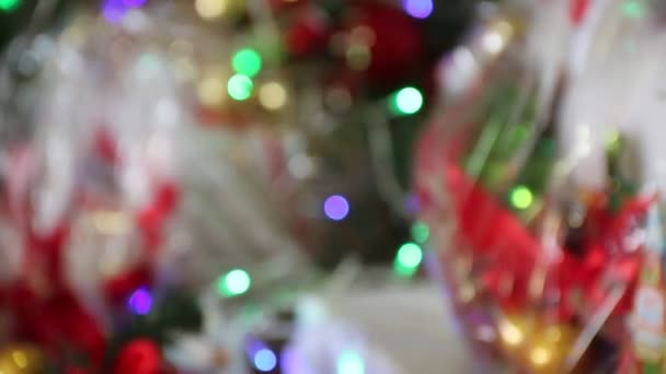 Árvore Natal Com Decorações Luzes — Vídeo de Stock