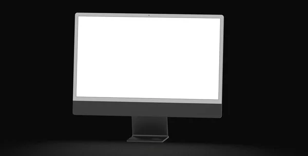 Renderowanie Monitora Coyspace Białym Ekranie Izolowane Czarnym Tle — Zdjęcie stockowe