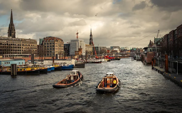 Hamburg Deutschland August 2021 Blick Von Der Niederbaumbrücke Auf Den — Stockfoto