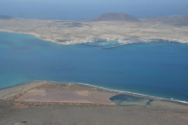 Letecký Pohled Krásné Pobřeží Ostrovů Graciosa Lanzarote Kanárské Ostrovy Španělsko — Stock fotografie