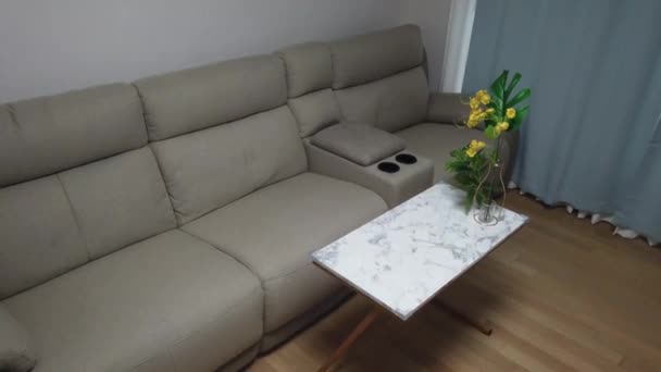 房间里灰色沙发的镜头 — 图库视频影像