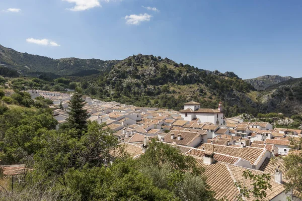 Fehér Hegyi Falu Lábánál Sierra Grazalema Andalúzia Spanyolország — Stock Fotó