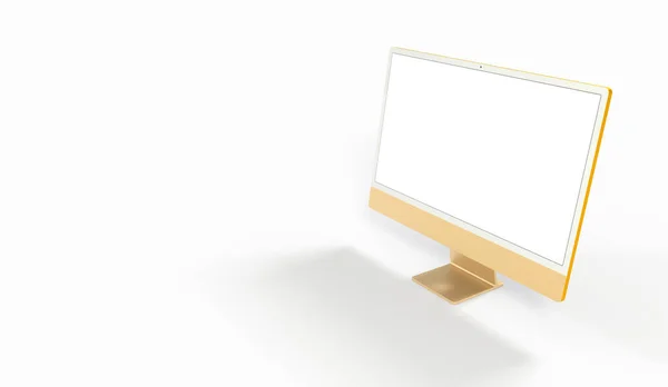 Een Weergave Van Een Monitor Met Kopieerruimte Het Witte Scherm — Stockfoto