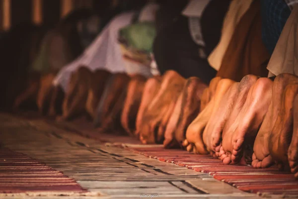 Die Füße Der Betenden Jama Masjid Delhi — Stockfoto