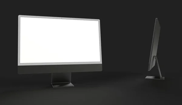 Een Weergave Van Een Monitor Met Kopieerruimte Het Witte Scherm — Stockfoto