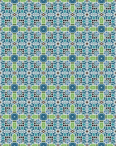 Een Verticale Naadloze Patroon Achtergrond Met Groene Blauwe Vormen — Stockfoto