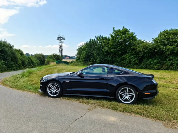 Kiel Alemanha Julho 2021 Ford Mustang Preto Modelo 2018 Uma — Fotografia de Stock