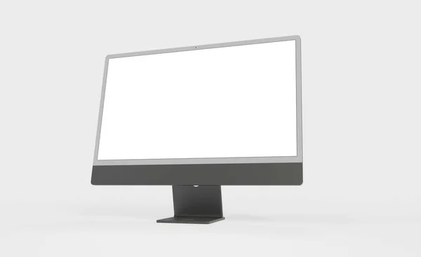 Monitor Computadora Con Espacio Copia Pantalla Blanca Aislado Sobre Fondo —  Fotos de Stock