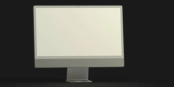 Monitor Computer Con Spazio Copyspace Sullo Schermo Bianco Isolato Uno — Foto Stock
