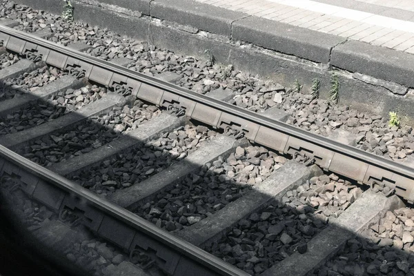 Крупный План Рельсов Поездов — стоковое фото
