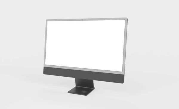 Monitor Computador Com Copyspace Tela Branca Isolado Fundo Branco — Fotografia de Stock