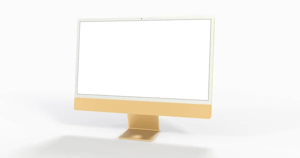 Computer Monitor Copyspace White Screen Isolated White Background — Stock Photo, Image