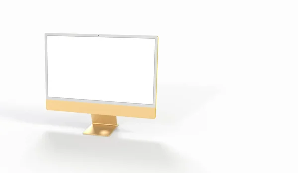 Een Computermonitor Met Kopieerruimte Het Witte Scherm Geïsoleerd Een Witte — Stockfoto