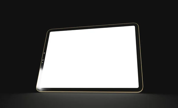 Een Tablet Met Kopieerruimte Het Witte Scherm Geïsoleerd Een Zwarte — Stockfoto