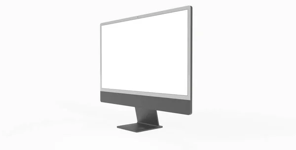 在白色屏幕上与白色背景隔离的计算机监视器 — 图库照片