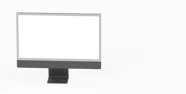 Monitor Computador Com Copyspace Tela Branca Isolado Fundo Branco — Fotografia de Stock