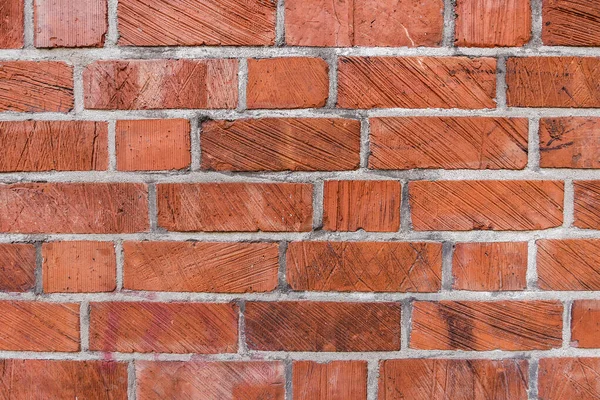 Kırmızı Tuğlalı Bir Duvarın Yakın Çekimi — Stok fotoğraf