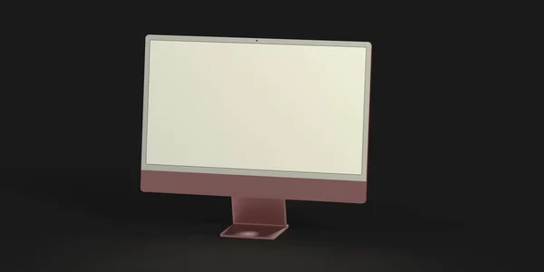 Monitor Computer Con Spazio Copyspace Sullo Schermo Bianco Isolato Uno — Foto Stock