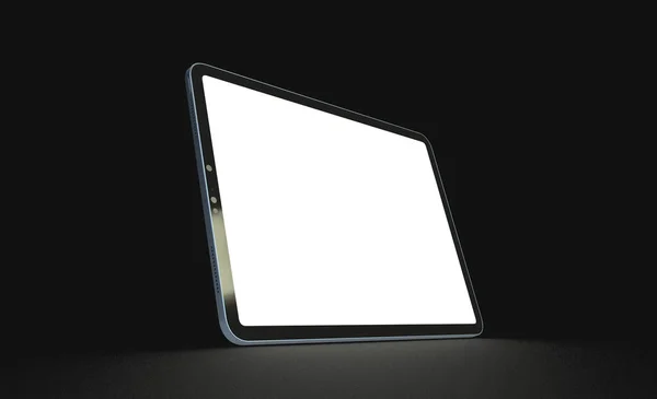 Een Tablet Met Kopieerruimte Het Witte Scherm Geïsoleerd Een Zwarte — Stockfoto