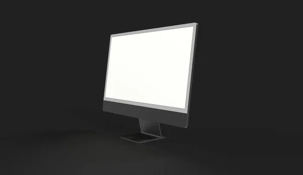 Computer Monitor Copyspace White Screen Isolated Black Background — Stock Photo, Image