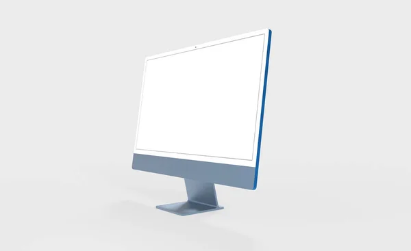 Monitor Bluecomputer Con Copyspace Sullo Schermo Bianco Isolato Uno Sfondo — Foto Stock