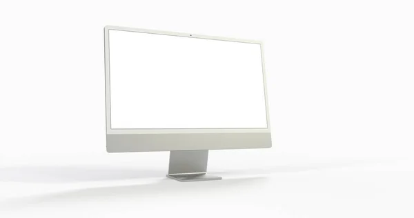 Monitor Computador Com Copyspace Tela Branca Isolado Fundo Branco — Fotografia de Stock